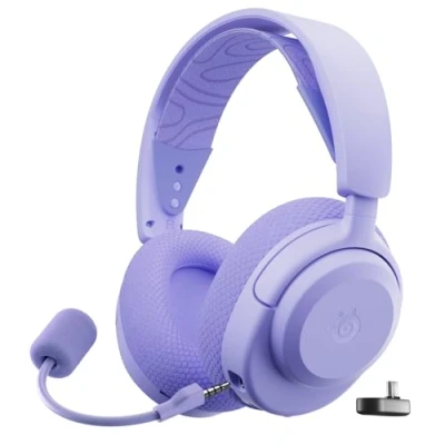 Image de SteelSeries Casque Arctis Nova 3P Wireless Appli Mobile Companion Batterie 40h Haut parleurs magnétiques en néodyme 2,4 GHz/Bluetooth Micro détachable PS5, PS4, PC, Switch, Lavande