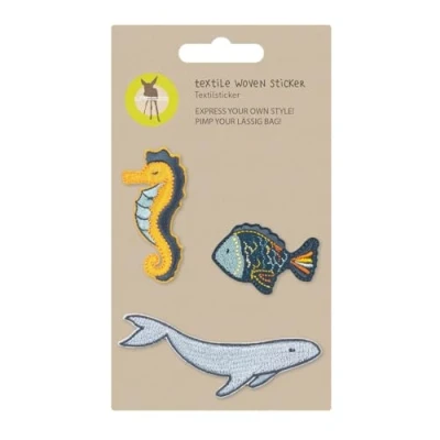 Image de Lässig Mixte enfant Textile Woven Sticker Stick on Sea, Gris / Jaune Bleu, Taille unique EU