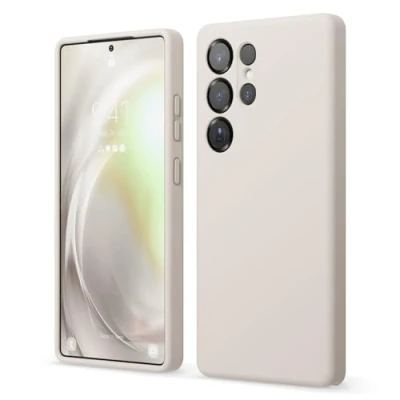 Image de elago Coque Silicone Liquide Compatible avec Samsung Galaxy S25 Ultra, Protection Complète, Antichoc, Slim, Doublure Douce en Microfibre Anti Rayures, 6,8 Pouces (Stone)