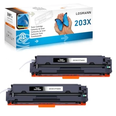 Image de LOSMANN 203X Toner Compatible pour HP CF540X 203A CF540A Color Laserjet Pro MFP M281fdw M280nw M281cdw M281fdn, M254dw M254dn M254nw (Noir, 2 Pack)