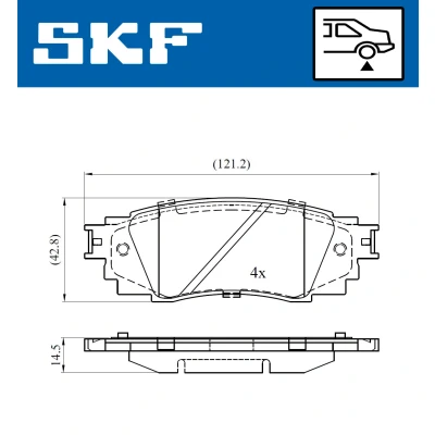 Image de SKF VKBP 90630 Jeu de plaquettes frein non préparé pour indicateur d&#039;usure TOYOTA: C HR, Corolla XII Break, RAV4 V, LEXUS: RX IV