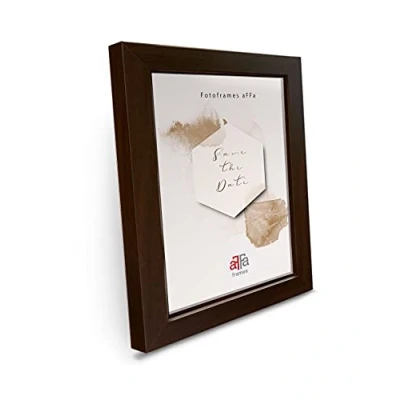 Image de aFFa frames, Hekla, Cadre photo en MDF rectangulaire facile d&#039;entretien avec façade verre acrylique, Wengé 18x24 cm