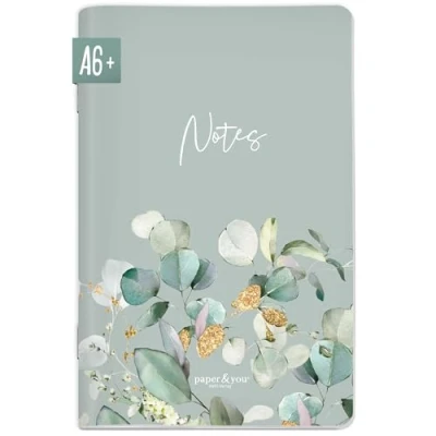 Image de paper&amp;you® Mini carnet de notes A6+ à pois « Minty Leaves » 64 pages Petit Durable et respectueux du climat