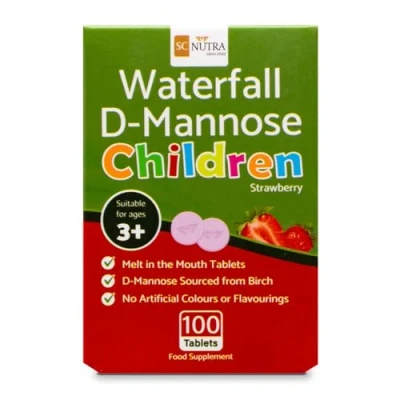 Image de Waterfall D Mannose comprimés à mâcher 250mg pour enfants fraise SC Nutra (Sweet Cures)