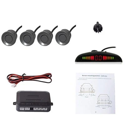 Image de Cocar Gris Voiture Radar de Recul LED Parking Beep &amp; park Assist Système avec Distance Affichage Rétro Aide au Parcage + 4 Capteurs