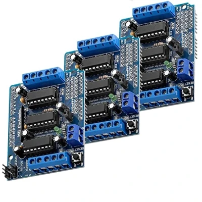 Image de AZDelivery 3 x L293D Motor Driver Shield, 4 Canaux Pilote Moteur Stepper Driver, Expansion Board Compatible avec Arduino incluant E Book!