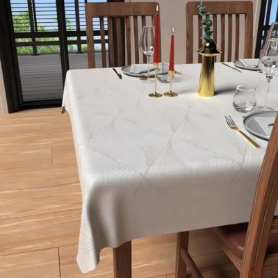 Image de Soleil d&#039;ocre, Luxury Nappe Rectangle Anti tâches 150x250 cm, Polyester, Blanc
