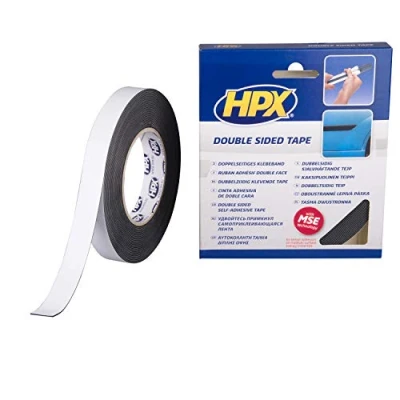 Image de HPX Ruban Double Face Acrylique Noir 19mm x 10m 1mm pour Fixation définitive ZC05