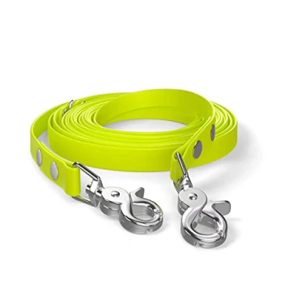 Image de Laisse à Pister de 5 m, Chien, 2 mousquetons &amp; Anneau en D, Jaune Fluo, très Solide, résistante la saleté et l&#039;eau