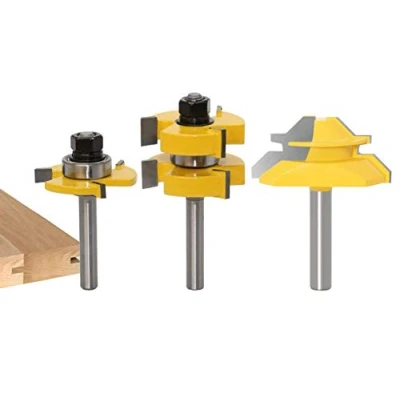 Image de 45 Degrés Verrouiller Mitre Routeur Bit + Mèche de Langue Fraise à Rainurer [ 8mm ], Bois pour Outils Menuiserie