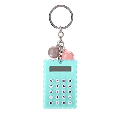 Image de Calculatrice de Porte clés, Mini clés Style Biscuits Mignons Portables, Poche à Affichage 8 Bits pour Enfants/étudiants(Vert)