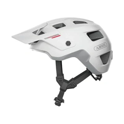 Image de ABUS MTB Helm MoDrop Casque de vélo robuste avec bonne ventilation pour VTT ajustement individuel hommes et femmes Blanc Mat, M, M (54 58 cm)