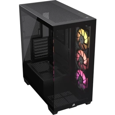 Image de CORSAIR iCUE Link 3500X RGB Boîtier PC ATX Mid Tower Verre Trempé Panoramique Connexion Inversée Compatible avec La Carte Mère 3X Ventilateurs RX120 Inclus Noir