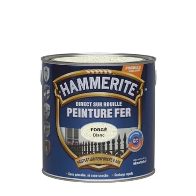 Image de Hammerite Peinture Métal direct sur Rouille Anticorrosion, imperméable, sans sous couche Blanc Forgé 2,5 L