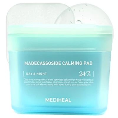 Image de Mediheal Madecassoside Lot de 100 tampons calmants carrés en coton avec cicapair Améliore la température peau et hydrate les peaux sèches sensibles