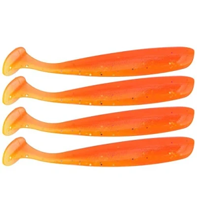 Image de 20 PCS De P¨ºche Souple Leurre 7.5cm / 2g en Plastique T Queue Appat Artificielle Ver Swimbait pour Basse Truite Au Dor¨ Accessoire P¨ºche(Orange) swiwi Soft Bait