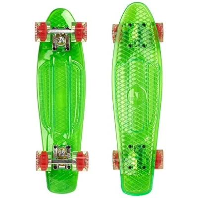 Image de Ridge Blaze Mini Cruiser Skateboard Skate Transparent avec Roues Lumineuses LED: Planche a Roulettes complet