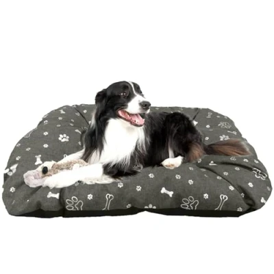 Image de Lit Pour Chien EDANTI Panier Coussin Imperméables 70x50 Motif En Os D&#039;Argent