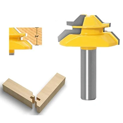 Image de 45 Degrés Lock Mitre Router Bit 12,7mm, APLUS Fraise à Bois, Rainurer, Tenon Joint Cutter Pour Outil de Coupe du Bois Machine Gravure, Décogeupa