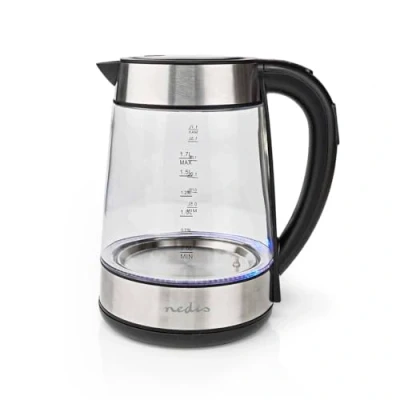 Image de Nedis Bouilloire 1,7 L 2200 W Rotation à 360 Protection contre la chaleur Résistance cachée Contrôleur Strix® Transparent