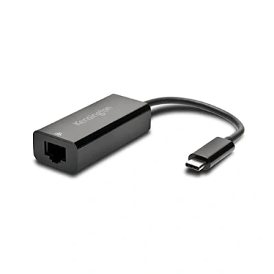 Image de Kensington Adaptateur USB C Ethernet (CA1100E), Thunderbolt 3, RJ45, 10/100/1000 Gigabit, Design Plug &amp; Play, Connexion Directe et Sécurisée à Internet