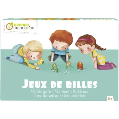 Image de Avenue Mandarine JS005C Coffret &#039;&#039;Jeux de Billes&#039;&#039; pour Enfants 21 billes, 9 Obstacles en Carton à assembler et un Sachet Tissu les ranger