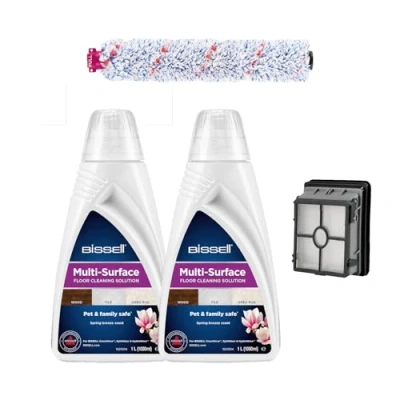 Image de BISSELL Kit d&#039;Accessoires Originaux pour CrossWave Solution de Nettoyage Multisurface 2 x 1 Litre Brosse Multifonction Filtre Compatible avec les Modèles Pet Pro et Cordless 2815
