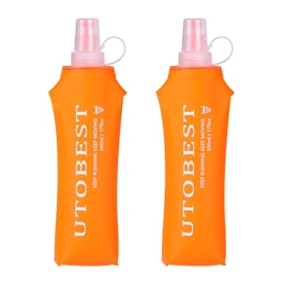 Image de UTOBEST Soft Flask TPU, Bouteille d&#039;eau de course pliable sans BPA, d&#039;hydratation pour la randonnée, le cyclisme, l&#039;escalade et marathon