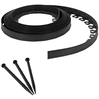 Image de Bordure de Jardin Flexible Noire 3,8 cm x 10 mètres avec 20 piquets d&#039;ancrage