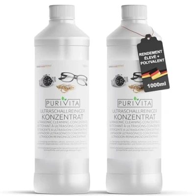 Image de PURIVITA Concentré de nettoyant liquide pour produits ultrason Multi usages Nettoyeur Bijoux, lunettes et bien plus encore 2000 ml