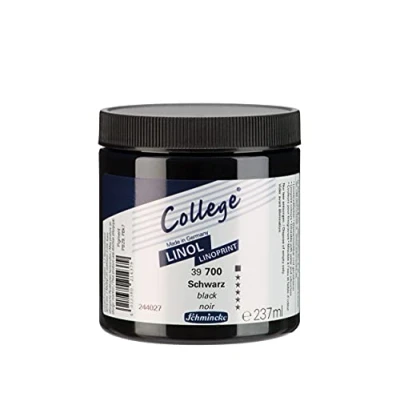 Image de Schmincke College® Linol, l&#039;encre pour linogravure, noir en pot de 237 ml, 39700053, à base d&#039;eau, faible odeur, résistante la lumière, impression régulière.