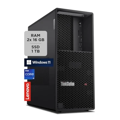Image de Lenovo ThinkStation P3 Tower Intel® Core™ i9 14900 32 Go DDR5 SDRAM 1 To SSD Windows 11 Pro Station de travail Noir Neuf