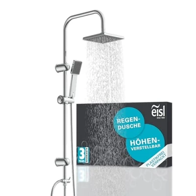 Image de EISL Easy Energy DX12004 A 2 en 1, avec Grande Douche à Effet Pluie (170 x 170 mm) et douchette, sans Robinet, idéal pour la rénovation, kit de Montage Complet