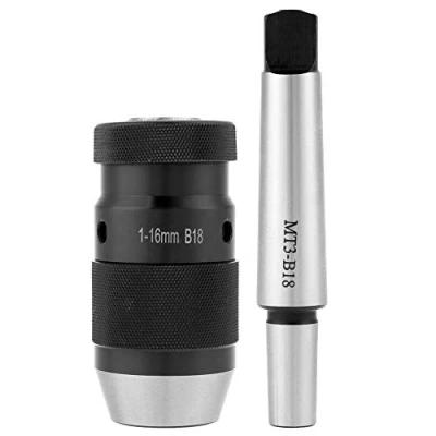 Image de Mandrin de Perçage avec Arbre MT3 B18, 1 16 mm Perceuse Auto serrant en Acier au Carbure pour les Opérations Centrage, Taraudage et d&#039;alésage des à Métaux