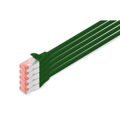Image de DIGITUS Câble LAN Cat 6 10m 5 pièces RJ45 réseau S/FTP Blindé Compatible 6A &amp; 7 Vert