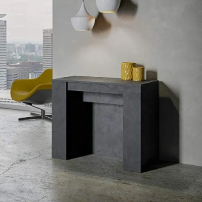Image de Itamoby Console extensible Venus Anthracite Spatulé avec rallonges à l&#039;intérieur L.90 P.48 H.77 296 cm