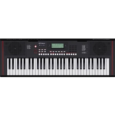 Image de Clavier E X10 Roland Un piano à 61 touches idéal pour les débutants et cours Plus de 600 sons Système haut parleurs stéréo 140 morceaux intégrés Contrôle MIDI par port USB