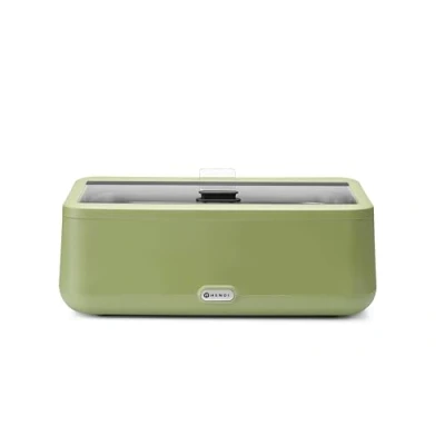 Image de HENDI Chafing dish électrique, UNIQ, chauffe plats, récipient chauffant, réchaud pour buffet, au bain marie, 12,5L, 220V, 700W, 608x460x(H)245mm, verre trempé, inox, Alu, PP, vert
