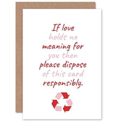 Image de Artery8 Love Recycle This No Meaning Happy Funny Eco Friendly Sealed Greeting Card Plus Envelope Blank inside L&#039;amour Content Marrant