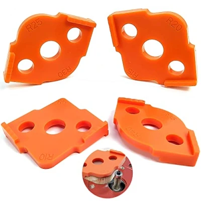 Image de 4 Pièces Gabarits de Défonceuse à Rayon, ABS D&#039;Angle Arrondi Gabarits, Gabarit pour Defonceuse a Bois Sur Table, Coins Arrondis R5 R10 R15 R20 R25 R30 R35 R40 (Orange)
