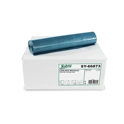 Image de Sobsy Ldpe Reg Sacs poubelle type 100 Bleu roulé 120 l Extra résistant