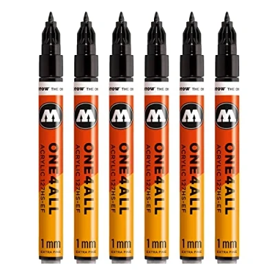 Image de Molotow mo127101 ONE4all 127 HS de 6 EF pour charpentier, noir, contenu du