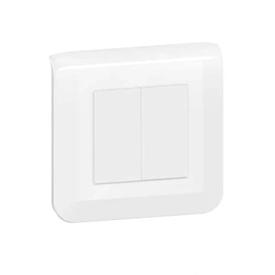 Image de Legrand Double interrupteur ou va et vient Mosaic 10A blanc complet avec plaque fixation à griffes