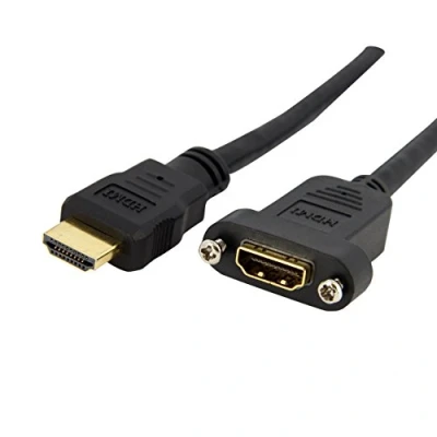 Image de StarTech.com Adaptateur HDMI 1m Câble 4K30Hz Haut Débit pour Montage sur Panneau Bande Passante 10.2 Gbps 4K à F/M de Connexion Neuf