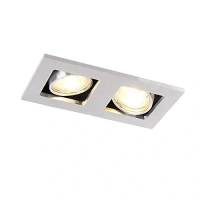 Image de Qazqa qure Spot encastrable 2 lumière L 190 mm Acier Moderne éclairage intérieur Salon I Chambre Cuisine Salle à manger