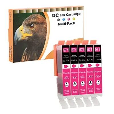 Image de D&amp;C 5X Magenta Cartouches d&#039;encre Compatibles pour Canon PIXMA CLI 571M XL MG5750 MG5751 MG5752 MG5753 MG6850 MG6852 MG7750 MG7751 TS5050 TS5051 TS5053 TS5055 TS6050 TS6051 TS6052