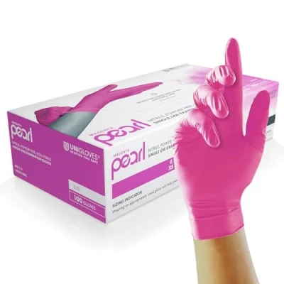 Image de Unigloves Magenta Pearl GP8502 Lot de 100 gants jetables en nitrile sans poudre et latex Taille S
