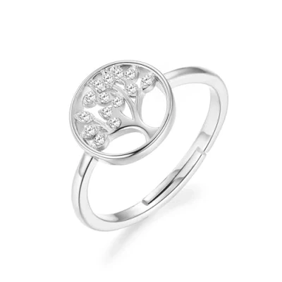 Image de Philip Jones Bague Arbre de Vie en Plaqué Argent Créée avec des Cristaux Zircondia®