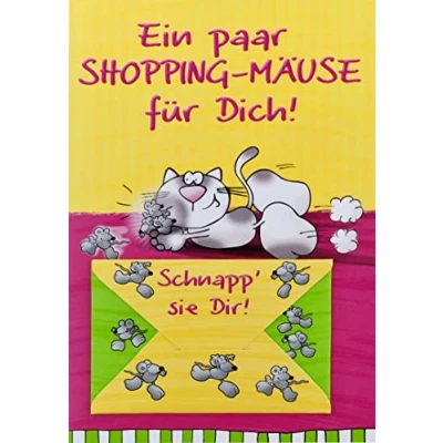 Image de Perleberg Carte de monnaie générale Collection Lifestyle cadeau avec souris et chat Motif porte Cartes à billets enveloppe assortie 11,6 x 16,6 cm