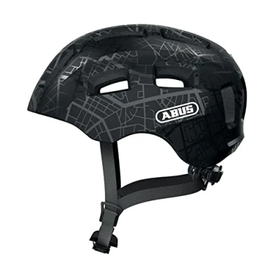 Image de ABUS Casque de vélo Youn I 2.0 avec lumière pour enfants, adolescents et jeunes adultes filles garçons Noir motifs, taille S